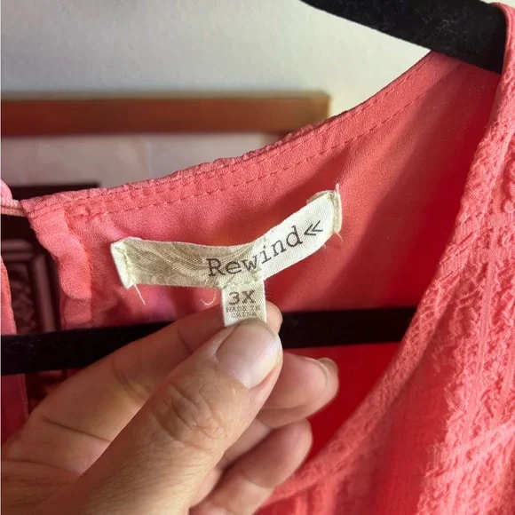 Rewind Dress Pink Ruffled 3/4 Sleeve - Picture 6 of 7